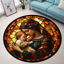 Monkey Stained Glass Round Rug