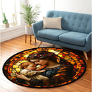 Monkey Stained Glass Round Rug