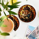 Mother And Son Stained Glass Decor Coaster - Gift Idea