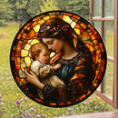 Madonna and Child Round Stained Glass Suncatcher