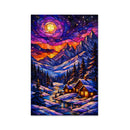 Stained Glass Winter Night Jigsaw Puzzle