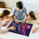 Stained Glass Winter Night Jigsaw Puzzle