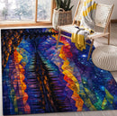 Mountain With A Sky Stained Glass Rectangular Area Rug