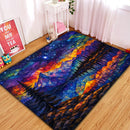 Mountain With A Sky Stained Glass Rectangular Area Rug