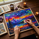 Mountain Sky Stained Glass Jigsaw Puzzle