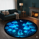 Mystic Girl in Mushroom Forest Carpet Round Rug