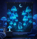Mystic Girl in Mushroom Forest Quilt Blanket