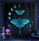 Mystic Luna Moth & Mushrooms Quilt Blanket