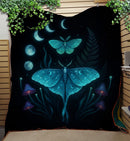 Mystic Luna Moth & Mushrooms Quilt Blanket
