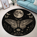 Mystic Moon Phase Moth Carpet Round Rug