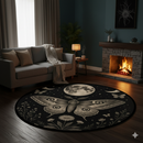 Mystic Moon Phase Moth Carpet Round Rug
