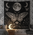Mystic Moon Phase Moth Quilt Blanket