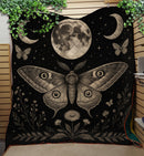 Mystic Moon Phase Moth Quilt Blanket