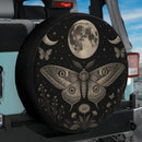 Mystic Moon Phase Moth Car Spare Tire Cover