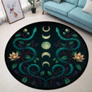 Mystic Moon Phase Moth Carpet Round Rug