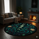 Mystic Moon Phase Moth Carpet Round Rug