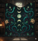 Mystic Serpent & Moon Phase Quilt Blanket
