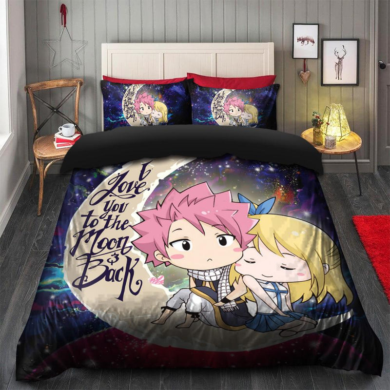 Natsu Fairy Tail Anime Love You To The Moon Galaxy Bedding Set Duvet Cover And 2 Pillowcases Nearkii