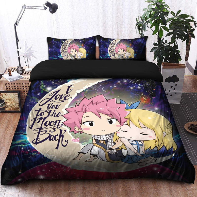 Natsu Fairy Tail Anime Love You To The Moon Galaxy Bedding Set Duvet Cover And 2 Pillowcases Nearkii