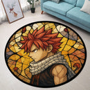 Natsu Dragneel Fairy Tail Anime Stained Glass Round Rug