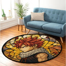 Natsu Dragneel Fairy Tail Anime Stained Glass Round Rug