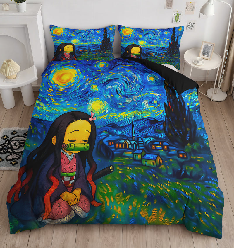 Nezuko Chill Starry Night Bedding Set