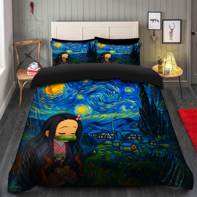 Nezuko Chill Starry Night Bedding Set