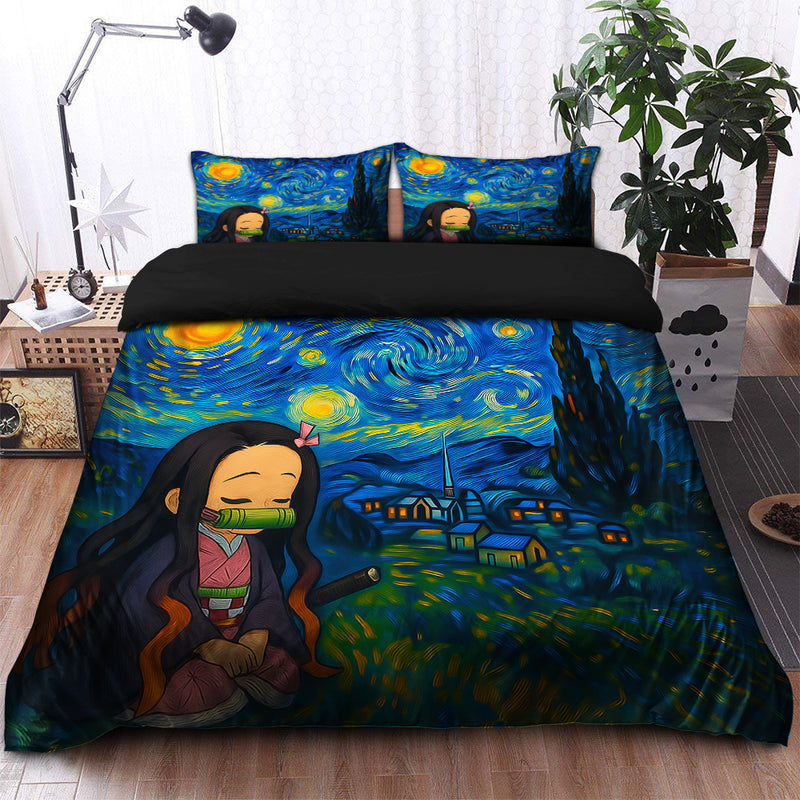 Nezuko Chill Starry Night Bedding Set