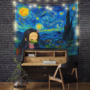 Nezuko Chill Starry Night Tapestry