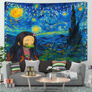 Nezuko Chill Starry Night Tapestry