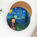 Nezuko Chill Starry Night Wood Decor Coaster - Gift Idea