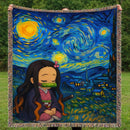 Nezuko Chill Starry Night Woven Throw Blanket
