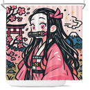 Nezuko Demon Slayer Japan Ink Style Shower Curtain
