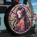 Nezuko Stained Glass Demond Slayer Anime Jeep Car Spare Tire Cover