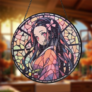 Nezuko Demond Slayer Round Stained Glass Suncatcher