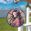 Nezuko Demond Slayer Round Stained Glass Suncatcher