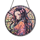 Nezuko Demond Slayer Round Stained Glass Suncatcher