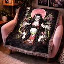 Nezuko Kamado From The Anime Demon Slayer Woven Throw Blanket