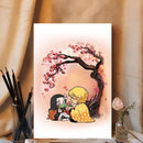 Nezuko Zenitsu Demon Slayer Cherry Blossom- Living Room - Canvas Wall Art - Print - Wall Decor