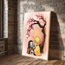 Nezuko Zenitsu Demon Slayer Cherry Blossom- Living Room - Canvas Wall Art - Print - Wall Decor