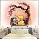 Nezuko Zenitsu Demon Slayer Cherry Blossom Tapestry