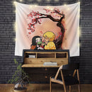 Nezuko Zenitsu Demon Slayer Cherry Blossom Tapestry