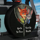 Nick Wilde And Judy Hopps From Zootopia Zip Get In Shit Down Shut Up Hold On Car Spare Tire Cover