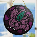 Nidoran Pokemon Round Stained Glass Suncatcher