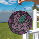 Nidoran Pokemon Round Stained Glass Suncatcher