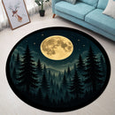 Night Forset Full Moon Carpet Round Rug