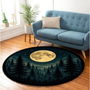 Night Forset Full Moon Carpet Round Rug