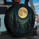 Night Forset Full Moon Car Spare Tire Cover With Camera Hole