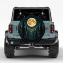Night Forset Full Moon Car Spare Tire Cover With Camera Hole