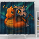 Northern Lights Cubone Dragonite Pokemon Shower Curtain